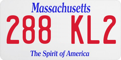 MA license plate 288KL2