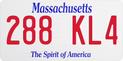 MA license plate 288KL4