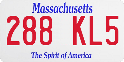 MA license plate 288KL5