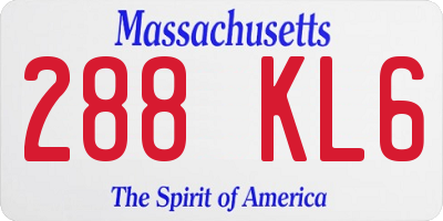 MA license plate 288KL6
