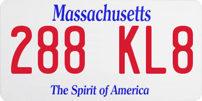 MA license plate 288KL8