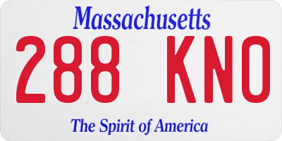 MA license plate 288KN0