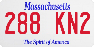 MA license plate 288KN2