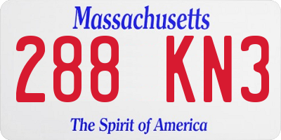 MA license plate 288KN3