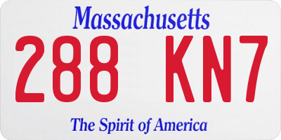 MA license plate 288KN7