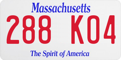 MA license plate 288KO4