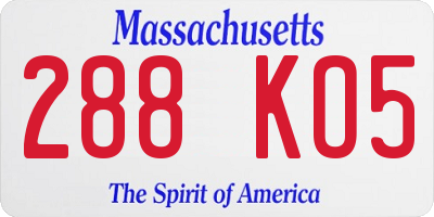 MA license plate 288KO5