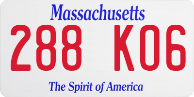 MA license plate 288KO6