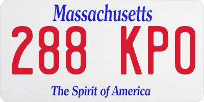 MA license plate 288KP0