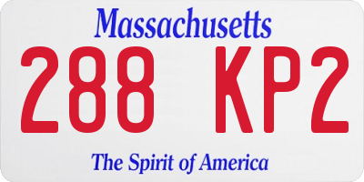 MA license plate 288KP2