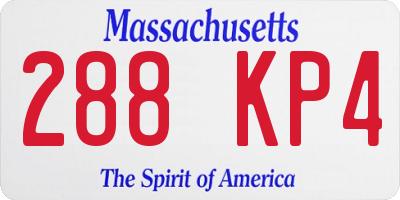 MA license plate 288KP4
