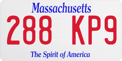 MA license plate 288KP9
