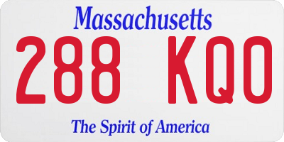 MA license plate 288KQ0