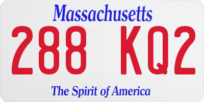 MA license plate 288KQ2