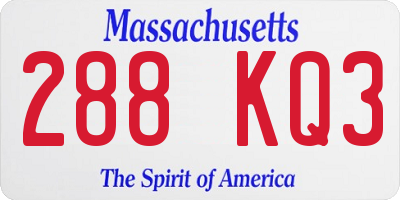 MA license plate 288KQ3