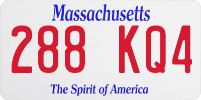 MA license plate 288KQ4