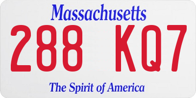 MA license plate 288KQ7