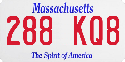 MA license plate 288KQ8