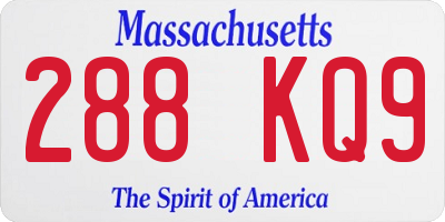 MA license plate 288KQ9