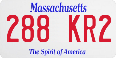 MA license plate 288KR2