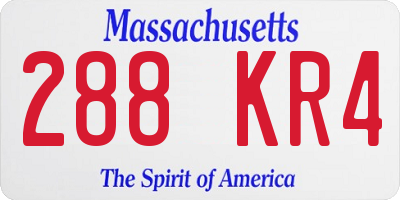 MA license plate 288KR4