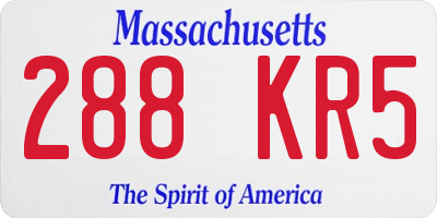 MA license plate 288KR5