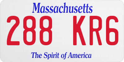 MA license plate 288KR6