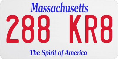 MA license plate 288KR8