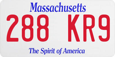 MA license plate 288KR9