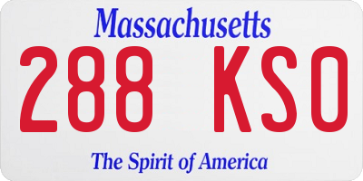 MA license plate 288KS0