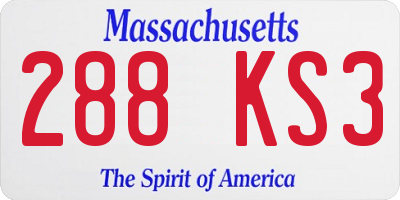 MA license plate 288KS3