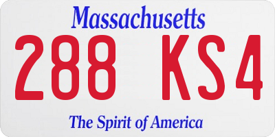 MA license plate 288KS4