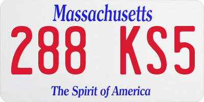 MA license plate 288KS5