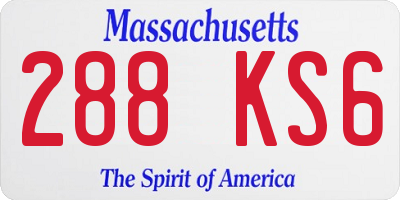 MA license plate 288KS6