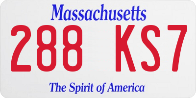 MA license plate 288KS7