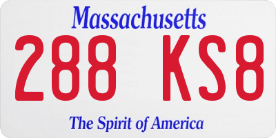 MA license plate 288KS8