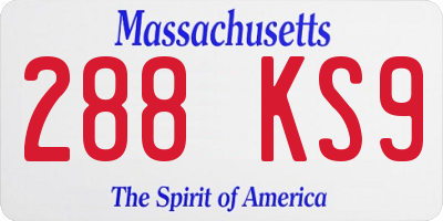 MA license plate 288KS9