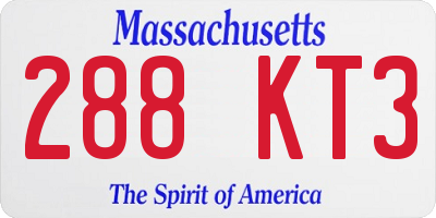 MA license plate 288KT3