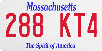 MA license plate 288KT4
