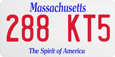 MA license plate 288KT5