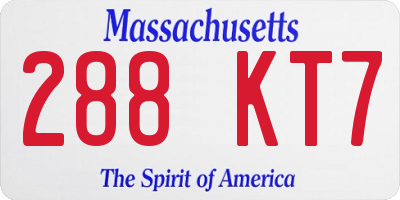 MA license plate 288KT7