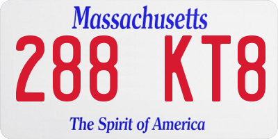 MA license plate 288KT8
