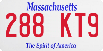 MA license plate 288KT9