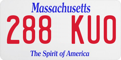 MA license plate 288KU0