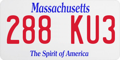 MA license plate 288KU3