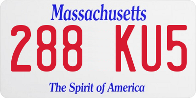 MA license plate 288KU5