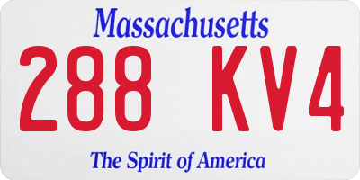 MA license plate 288KV4