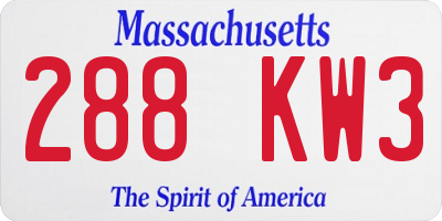MA license plate 288KW3