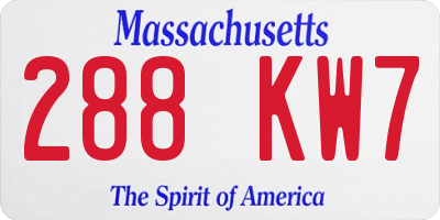 MA license plate 288KW7