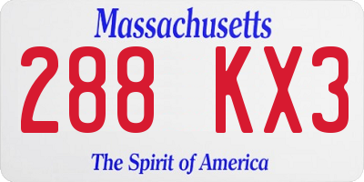 MA license plate 288KX3